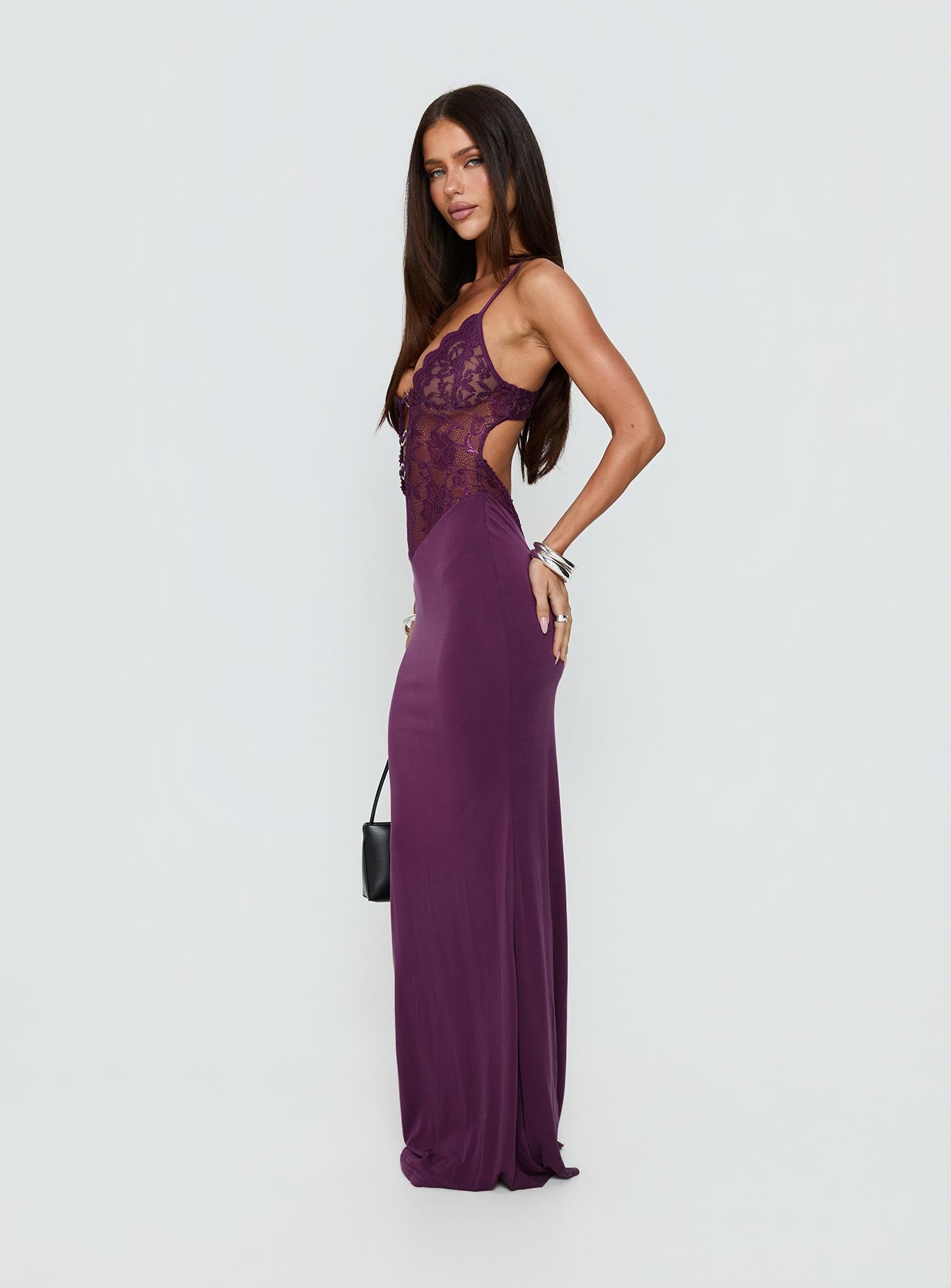 Totema Lace Halter Maxi Dress Purple | Princess Polly Totema Lace Halter Maxi Dress Purple | Princess Polly
