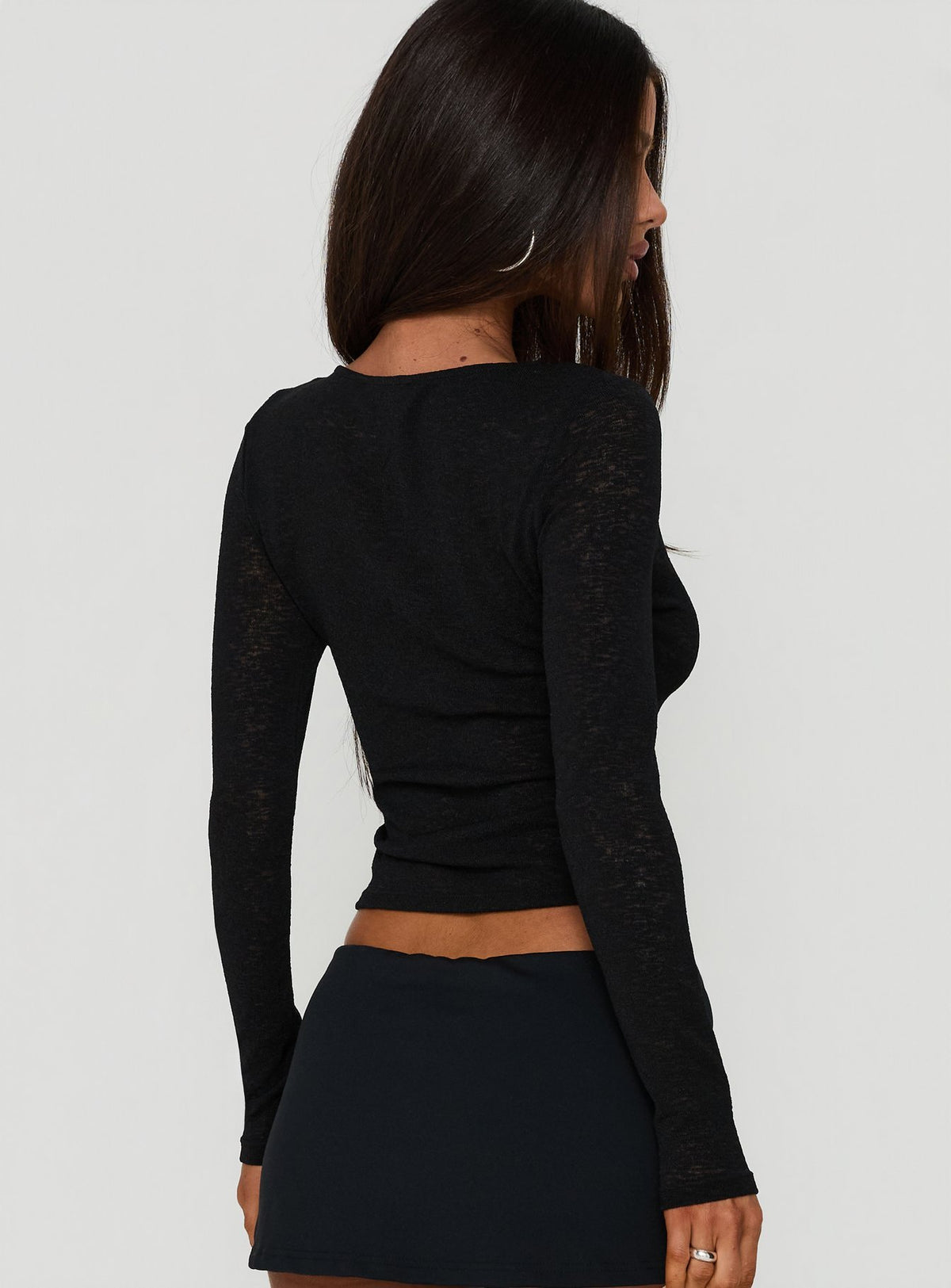 Ariado Long Sleeve Frog Closure Top Black