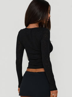 Ariado Long Sleeve Frog Closure Top Black