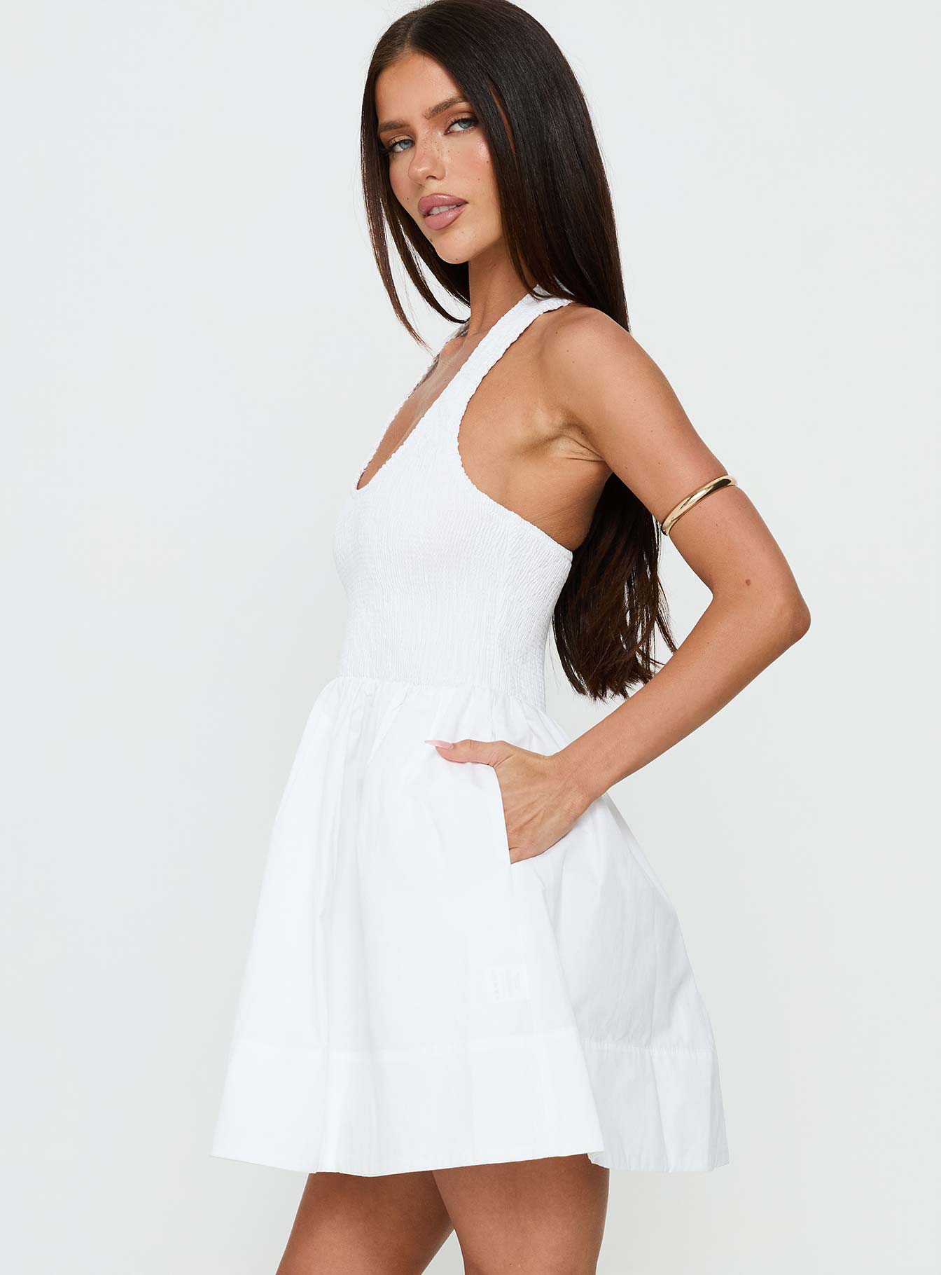 These Words Halter Mini Dress White