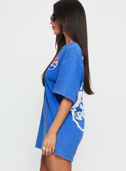 Pepsi Cola Oversized Graphic Top Blue
