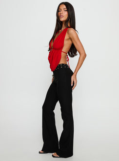 Yevina Eyelet Flare Pant Black Tall