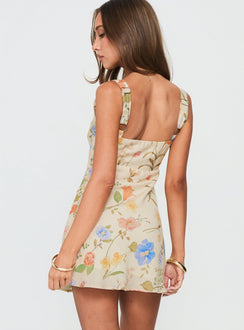 Pennie Bias Mini Dress Cream / Floral
