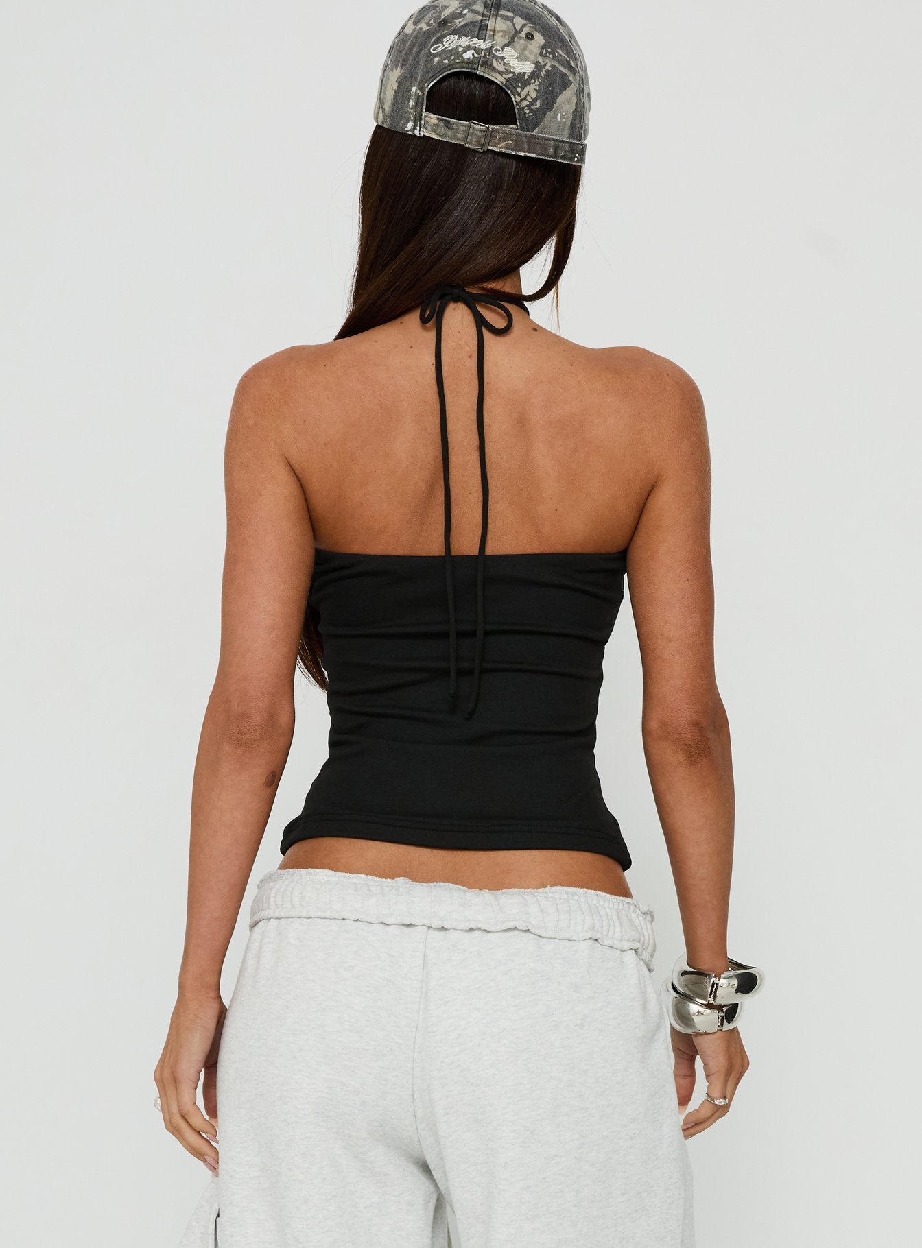 Charlottie Halter Keyhole Neckline Top Black