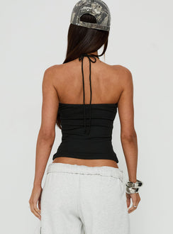 Charlottie Halter Keyhole Neckline Top Black