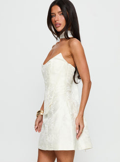 Pearla Strapless Scarf Mini Dress | Ivory | Womens | Princess Polly Pearla Strapless Scarf Mini Dress | Ivory | Womens | Princess Polly