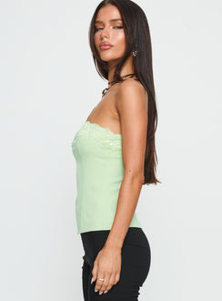 Ettore Lace Trim Strapless Top Sage