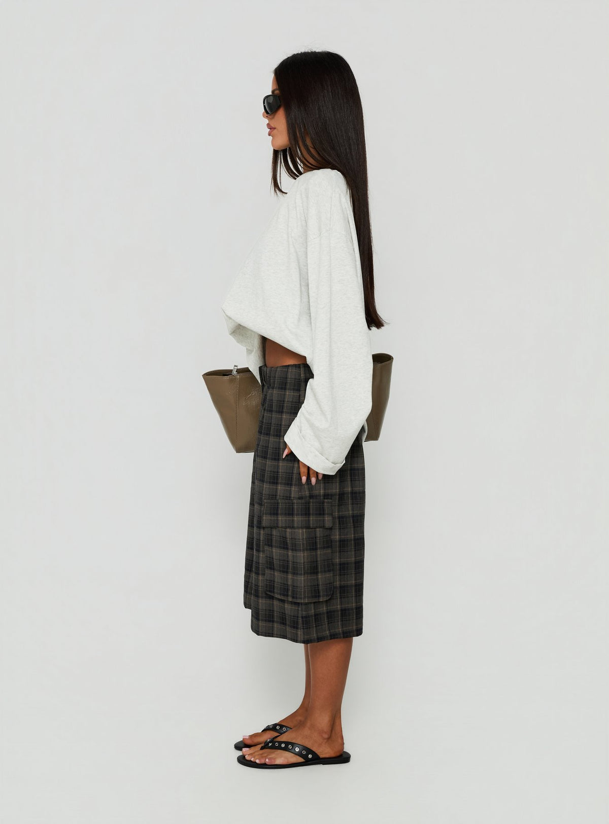 Brenn Baggy Longline Shorts Plaid Multi