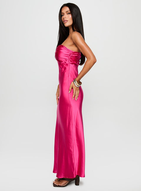 Cyprian Strapless Maxi Dress Hot Pink | Princess Polly Cyprian Strapless Maxi Dress Hot Pink | Princess Polly