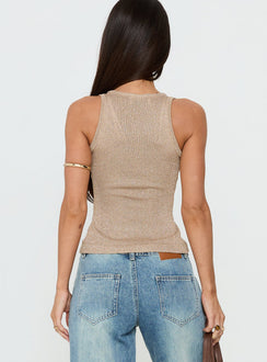 How To Live Tank Top Gold Glitter