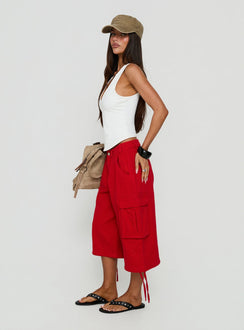 Hudsen Longline Cargo Shorts Red
