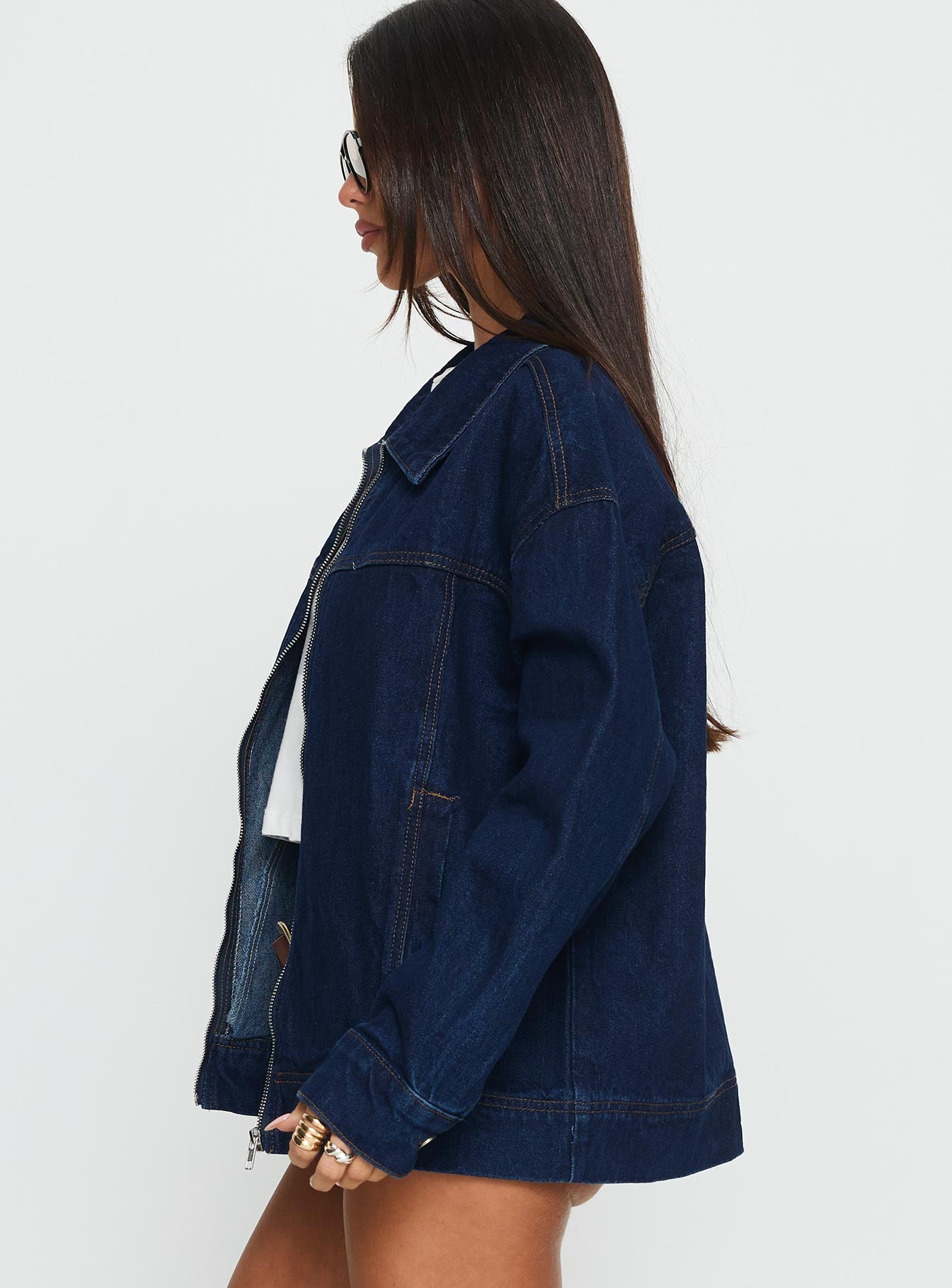 Goldsmith Denim Bomber Jacket Dark Wash | Princess Polly