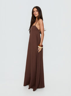 Solie Tie Back Maxi Dress Chocolate Petite