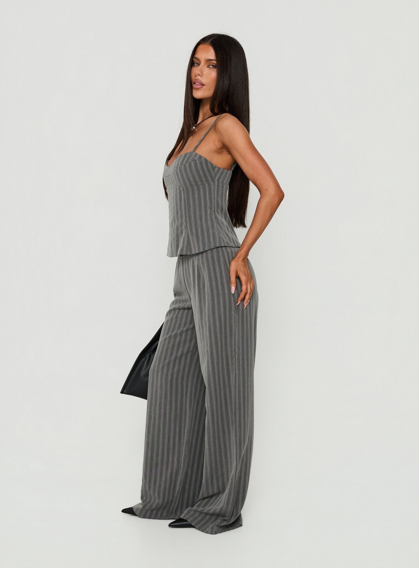 Kierstyn Corset Set Grey Stripe