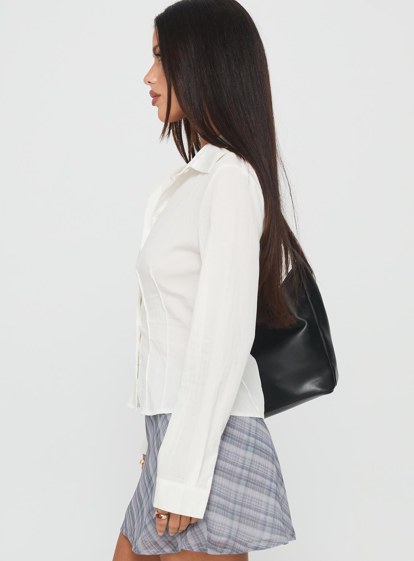 Compromise Long Sleeve Button Up Top White