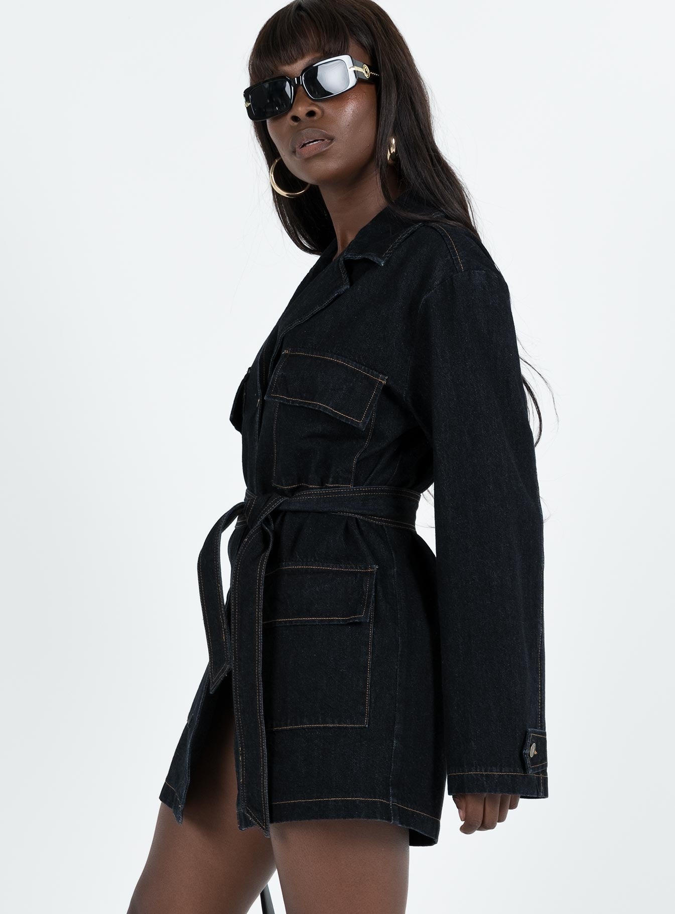 Giselle Mini Dress Dark Denim | Princess Polly