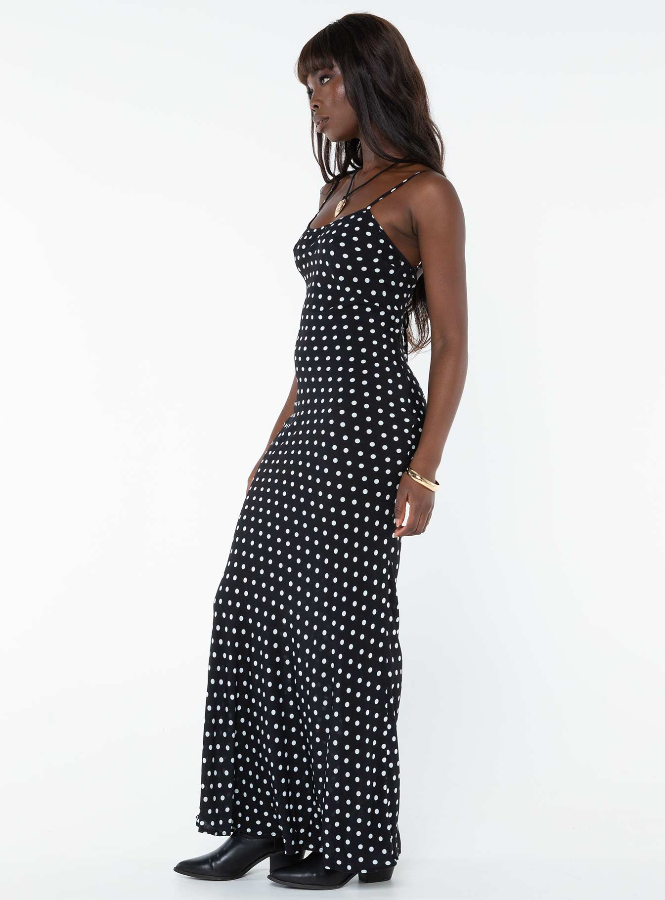 product Princess Polly Crew Neck  Luncheon Maxi Dress Black Polka Dot