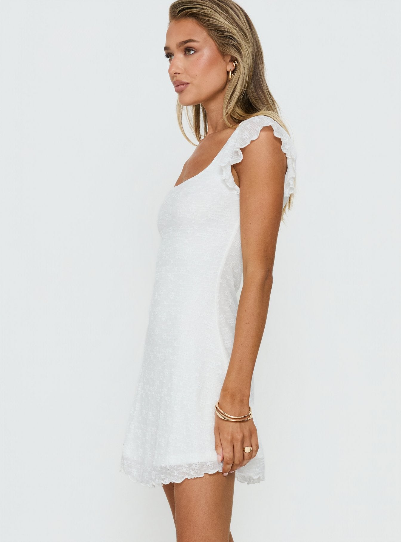 Auroraah Frill Mini Dress White