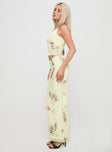   side view of model wearing Princess Polly Rios Maxi Skirt Cream Maxi 