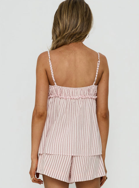 Harwin Gathered Bust Babydoll Top Pink Stripe