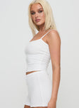 side view of model wearing Princess Polly Take On Me Rib Top White Sleeveless Square Neck 