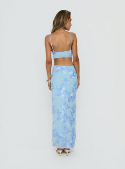 Angel Voices Cowl Neck Maxi Dress Blue Burnout