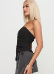 side view of model wearing Princess Polly Per Usual Strapless Top Black Sleeveless straight 