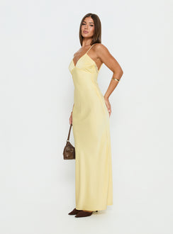 Flip A Switch Satin Lace Slip Maxi Dress Butter