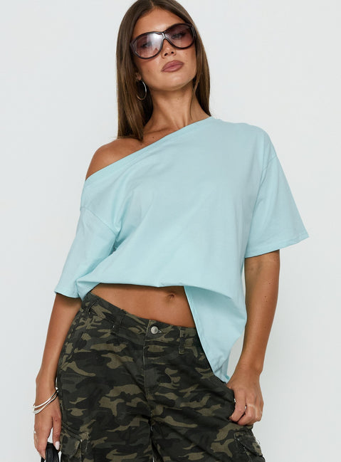 Settle Down One Shoulder Top Aqua