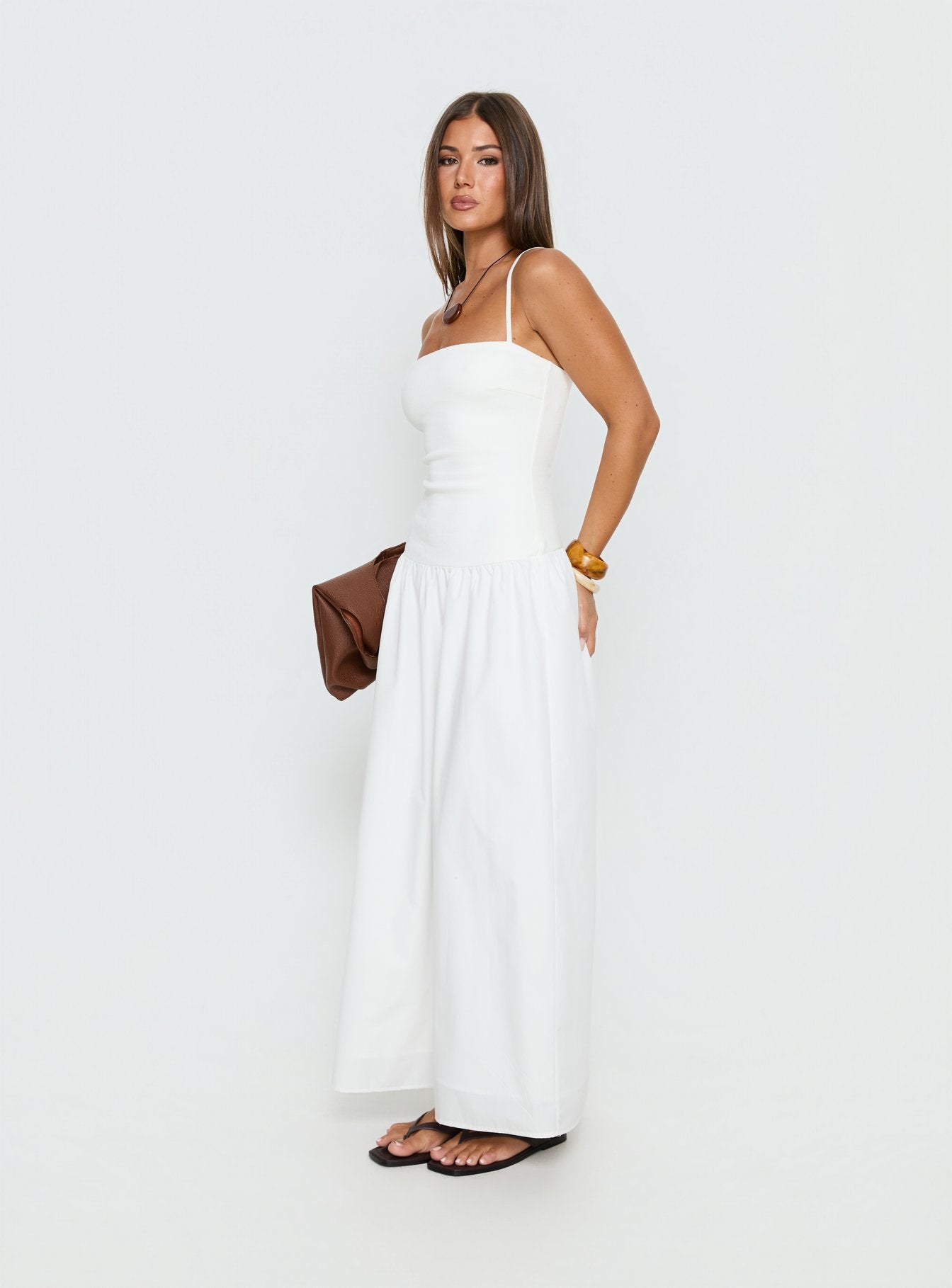 Erroll Drop Waist Knit Maxi Strapless Dress | White | Womens | Princess Polly Lower Impact Erroll Drop Waist Knit Maxi Strapless Dress | White | Womens | Princess Polly Lower Impact