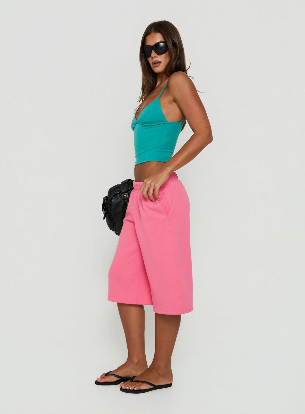 Tynen Baggy Longline Sweatshorts Pink