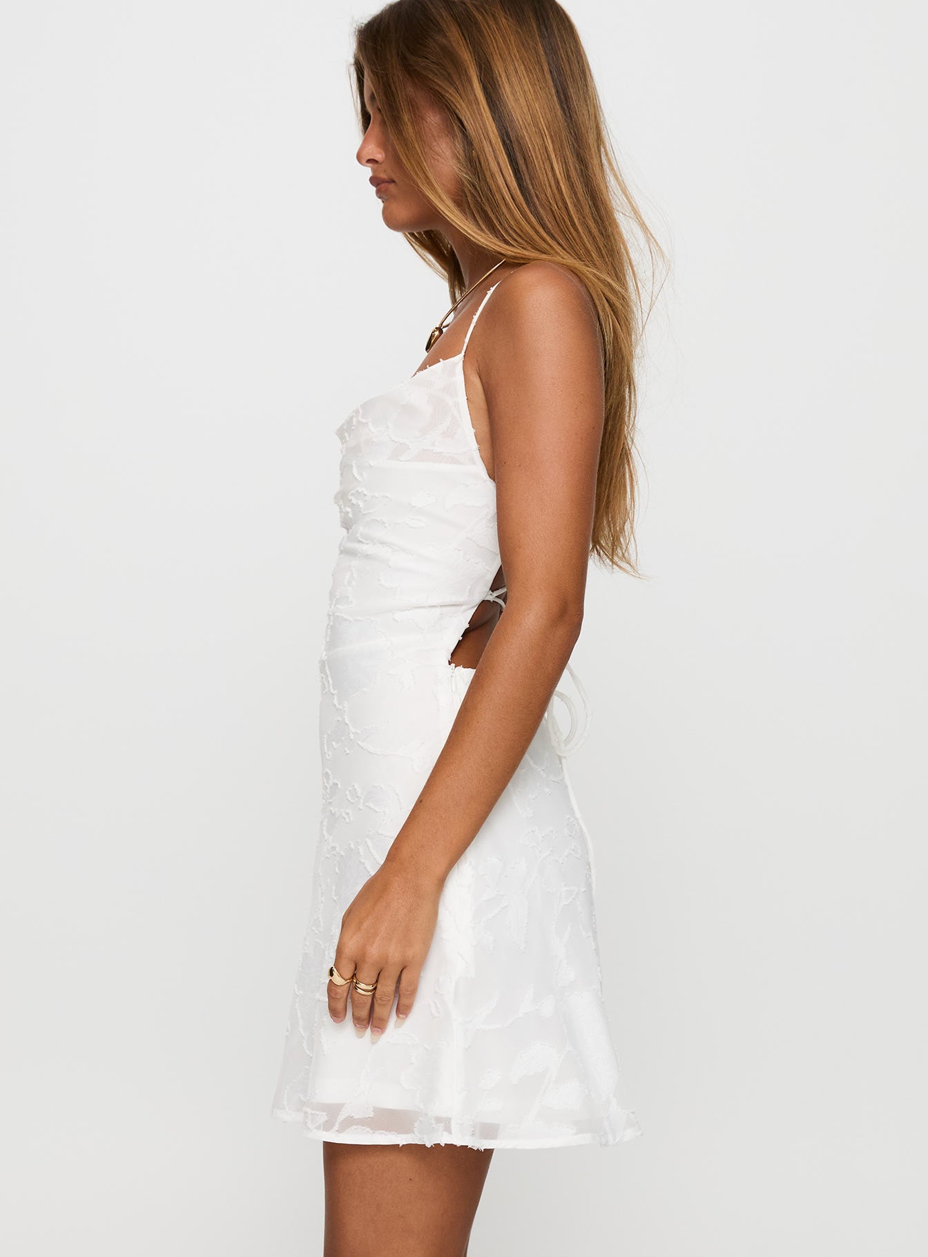 Celena Burnout Mini Dress White / Floral | Princess Polly Celena Burnout Mini Dress White / Floral | Princess Polly