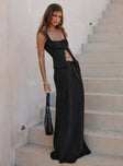 Black Linen maxi skirt Relaxed fit elasticated drawstring waist Non stretch fully lined