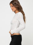 Long sleeve knit top, wide neckline Good stretch, unlined, sheer