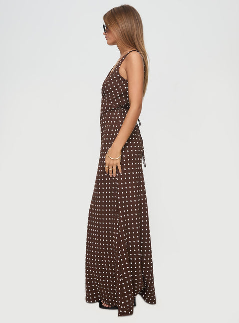 Nellie Maxi Dress | Brown Polka Dot | Womens | Princess Polly Nellie Maxi Dress | Brown Polka Dot | Womens | Princess Polly