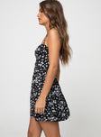 Princess Polly Square Neck  Mckilah Mini Dress Black Floral