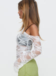 How Ironic One Shoulder Lace Top Cream