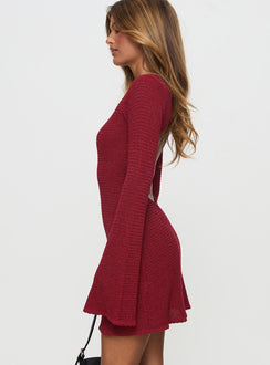 Rhapsody Long Sleeve Knit Mini Dress Red | Princess Polly Rhapsody Long Sleeve Knit Mini Dress Red | Princess Polly