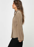 product Princess Polly Full Sleeves Square Neck  Louie Pleated Shirt Beige