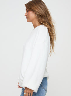 side view of model wearing Princess Polly Ryanna Sweater White Long 