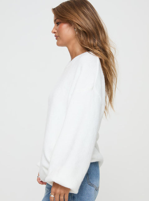 side view of model wearing Princess Polly Ryanna Sweater White Long 