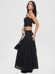 Black two piece set Crop top, adjustable shoulder straps, sweetheart neckline