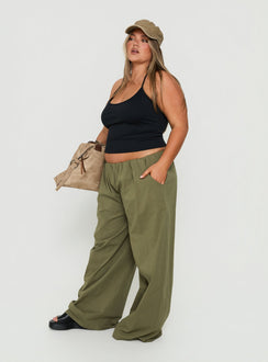 Lunea Concealed Waistband Pants Khaki Curve