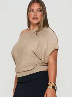 Kysa Off Shoulder Knit Top Gold Curve