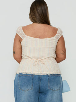 Trinitee Cap Sleeve Blouse Top Floral Curve