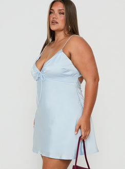 Iseabal V Neck Mini Dress Ice Blue Curve