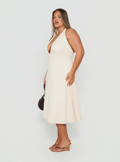 Morganne Halter Plunge Midi Dress Butter Curve