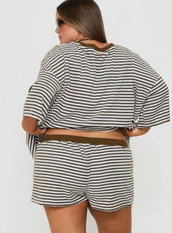 Selvina Terry Towelling Shorts Multi Stripe Curve