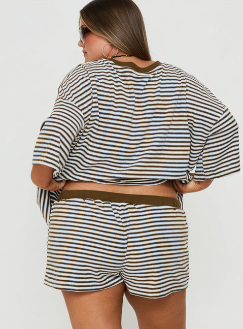 Selvina Terry Towelling Shorts Multi Stripe Curve