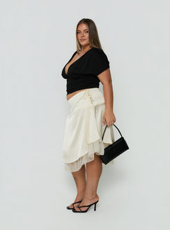 Rosemead Satin Midi Skirt Cream Curve